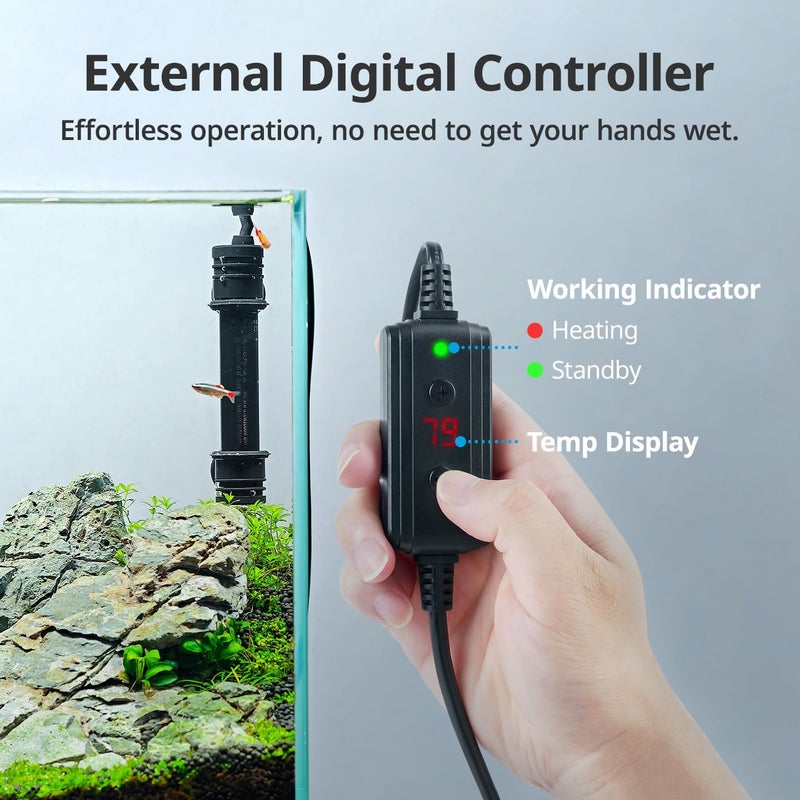 NICREW 300W Aquarium Heater with Temperature Adjustable Controller & Dual Sensors, 50-80 Gallon Submersible Fish Tank Heater, Overheat Protection - Image 3